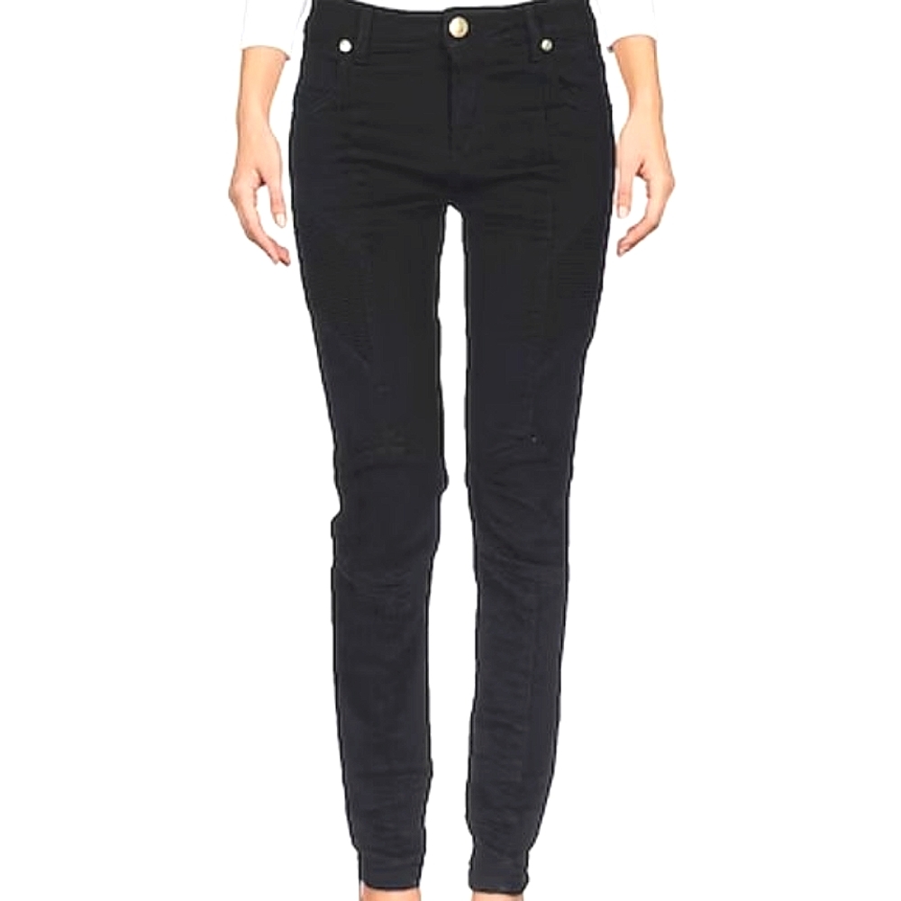 Pierre Balmain Black Moto Skinny Jeans 26